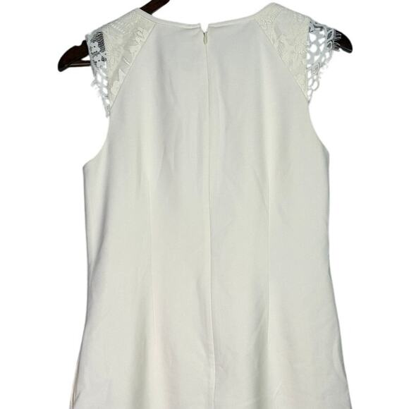 J. Crew Lace Cap Sleeve Knee Length Shift Dress Pockets Back Zip Lined 4 Ivory - Picture 5 of 15